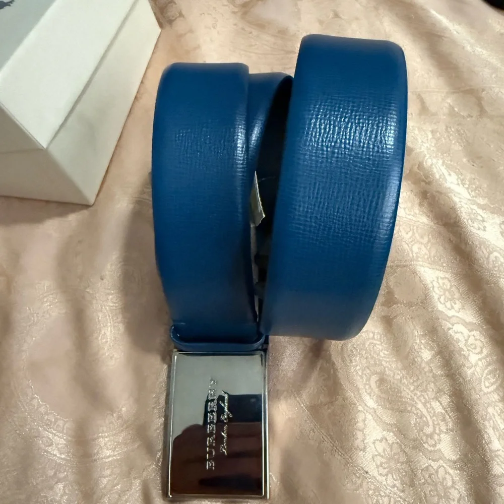Burberry Blue and Silver Leather Belt - Picture 5 of 8